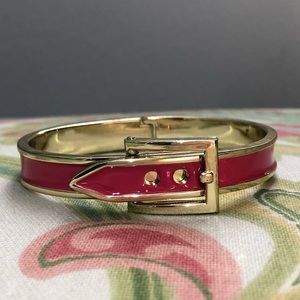 BaubleBar Gold and Hot Pink Buckle Bangle